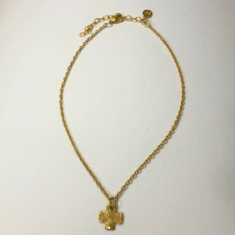 Hand-cast Gold cross pendant necklace